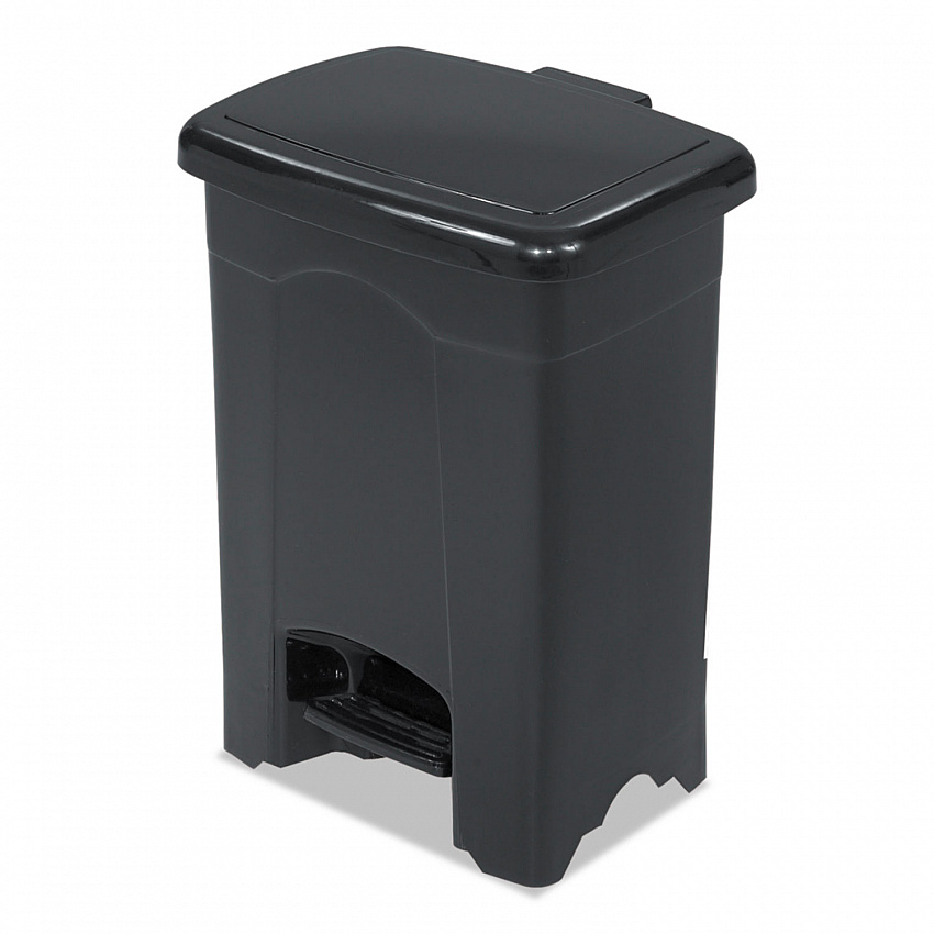 Plastic Step-On Receptacle, 4 gal, Plastic, Black (9710BL)