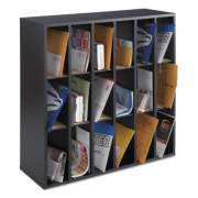 Safco Wood Mail Sorter with Adjustable Dividers, Stackable, 18 Compartments, Black (7765BL)