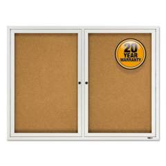 Quartet Enclosed Cork Bulletin Board, Cork/Fiberboard, 48" x 36", Silver Aluminum Frame (2124)