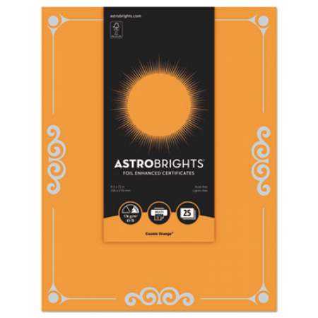 Astrobrights Foil Enhanced Certificates, 8 1/2" x 11", Cosmic Orange, 25/Pk (91098)