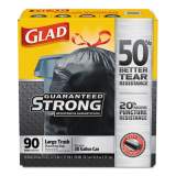 Glad Drawstring Large Trash Bags, 30 gal, 1.05 mil, 30" x 33", Black, 90/Carton (78952)