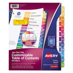 Avery Customizable TOC Ready Index Multicolor Dividers, 12-Tab, Letter (11127)