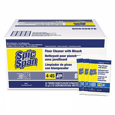 Bleach Floor Cleaner Packets, Fresh Scent, 2.2 oz Packets, 45/Carton (02010)