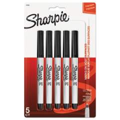 Sharpie Ultra Fine Tip Permanent Marker, Extra-Fine Needle Tip, Black, 5/Pack (37665PP)