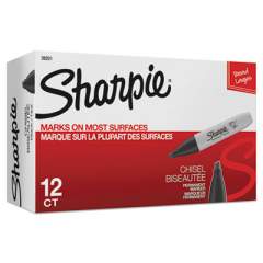 Sharpie Chisel Tip Permanent Marker, Medium Chisel Tip, Black, Dozen (38201)