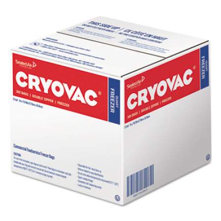 Diversey Cryovac One Quart Freezer Bag Dual Zipper, 1 qt, 2.5 mil, 7" x 7.94", Clear, 300/Carton (100946905)