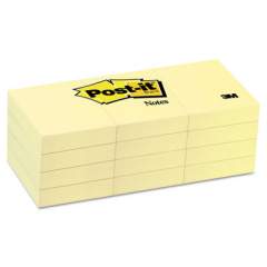 Post-it Notes Original Pads in Canary Yellow, 1 3/8 x 1 7/, 100-Sheet, 12/Pack (653YW)