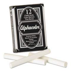 Quartet Alphacolor White Chalk, Low-Dust, 12 Sticks/Pack (314005)