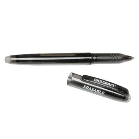 AbilityOne 7520016580391 SKILCRAFT Erasable Re-Write Gel Pen, Stick, Medium 0.7 mm, Black Ink, Black Barrel, Dozen