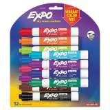 EXPO Low Odor Dry Erase Vibrant Color Markers, Broad Chisel Tip, Assorted Colors, 12/Set (1927525)