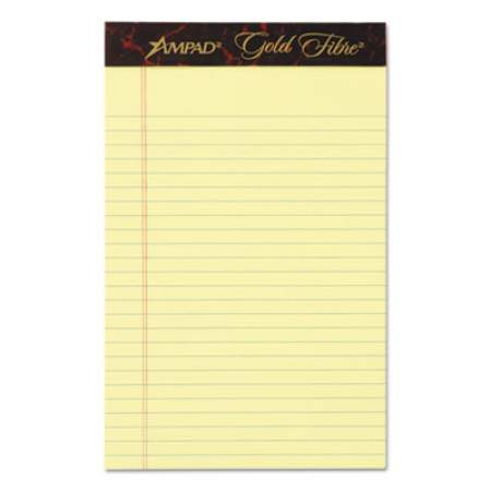 Ampad Gold Fibre Quality Writing Pads, Medium/College Rule, 50 Canary-Yellow 5 x 8 Sheets, Dozen (20004)