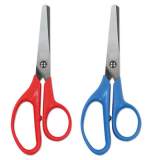 Universal Kids' Scissors, Rounded Tip, 5" Long, 1.75" Cut Length, Assorted Straight Handles, 2/Pack (92024)