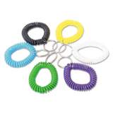 Universal Wrist Coil Plus Key Ring, Plastic, Assorted Colors, 6/Pack (56051)