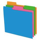 Pendaflex Glow Poly File Folders, 1/3-Cut Tabs, Letter Size, Assorted, 12/Pack (40528)