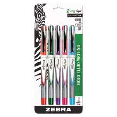 Zebra Z-Grip Flight Ballpoint Pen, Stick, Bold 1.2 mm, Assorted Fashion Ink and Barrel Colors, 5/Pack (21875)
