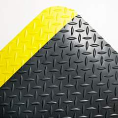 Crown Industrial Deck Plate Anti-Fatigue Mat, Vinyl, 24 x 36, Black/Yellow Border (CD0023YB)