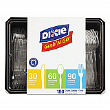 Combo Pack, Tray with Clear Plastic Utensils, Heavyweight, (90) Forks/(30) Knives/(60) Spoons, Plastic, Clear, 1,800/Carton (CH0369DX7PK)