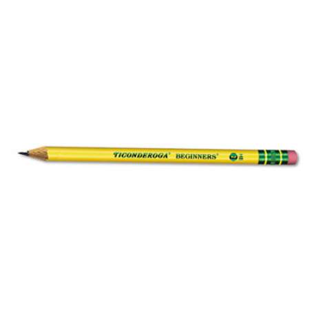 Dixon Ticonderoga Beginners Woodcase Pencil with Eraser and Microban Protection, HB (#2), Black Lead, Yellow Barrel, Dozen (13308)