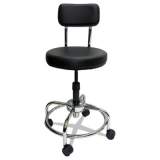 ShopSol Lab and Healthcare Stool, Supports Up to 300 lb, 19" to 27" Seat Height, Black Seat/Back, Chrome Base (3010011)