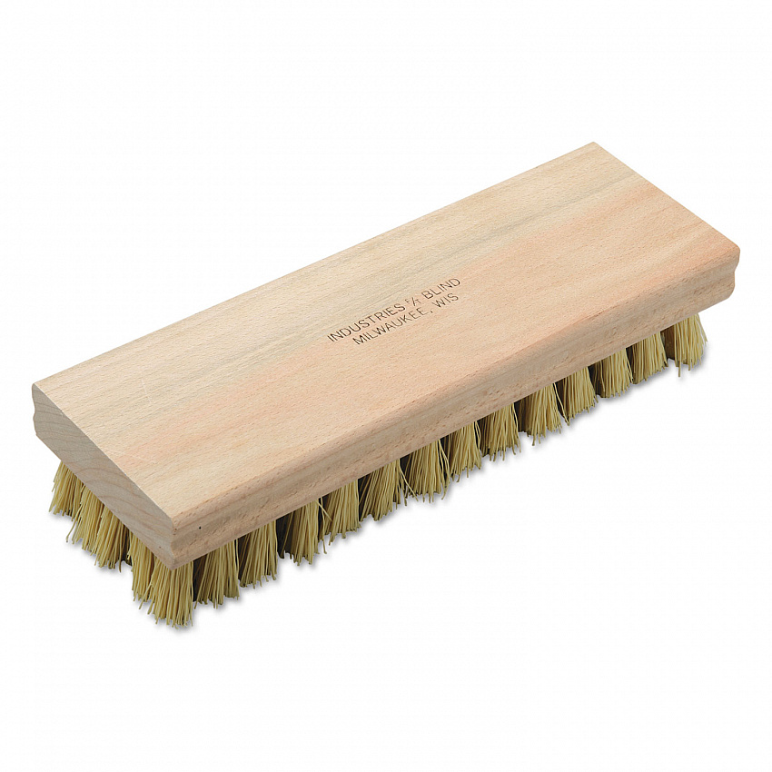 7920002407174, SKILCRAFT Hand Scrub Brush, White or Gold Polypropylene Bristles, 8" Brush, 8" Tan Hardwood Handle (2407174)