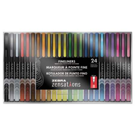 Zebra Zensations Fineliner Porous Point Pen, Stick, Fine 0.8 mm, Assorted Ink and Barrel Colors, 24/Pack (09024)