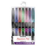 Zebra Fountain Pen, Fine 0.6 mm, Assorted Ink Colors, Assorted, 7/Pack (48307)
