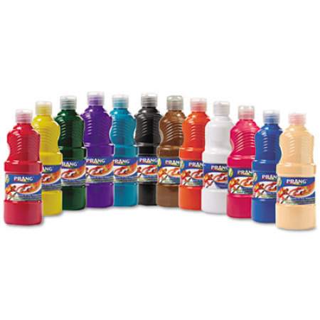 Prang Ready-to-Use Tempera Paint, 12 Assorted Colors, 16 oz Bottle, 12/Pack (21696)