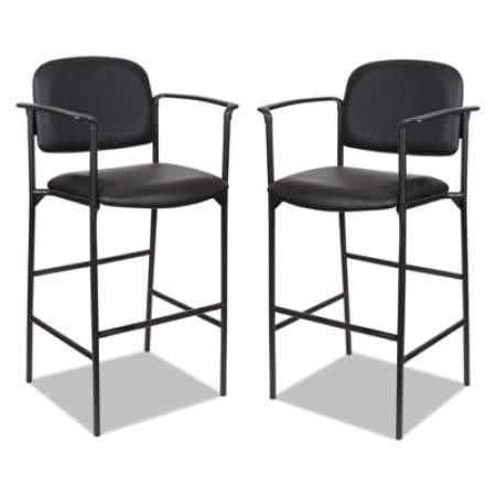Alera Sorrento Series Stool with Arms, Supports Up to 300 lb, 29.33" Seat Height, Black, 2/Carton (ST6616A)