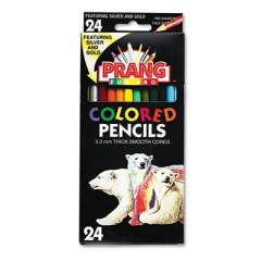 Prang Colored Pencil Sets, 3.3 mm, 2B (#1), Assorted Lead/Barrel Colors, 24/Pack (22240)
