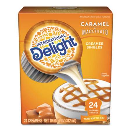 International Delight Flavored Liquid Non-Dairy Coffee Creamer, Caramel Macchiato, Mini Cups, 24/Box (101766)