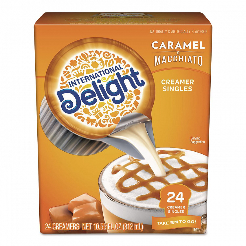Flavored Liquid Non-Dairy Coffee Creamer, Caramel Macchiato, 0.5 oz Mini Cups, 24/Box (101766)