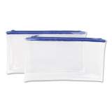 Universal Zippered Wallets/Cases, Transparent Plastic, 11 x 6, Clear/Blue, 2/Pack (69025)