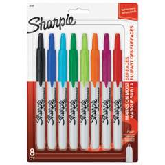Sharpie Retractable Permanent Marker, Fine Bullet Tip, Assorted Colors, 8/Set (32730PP)