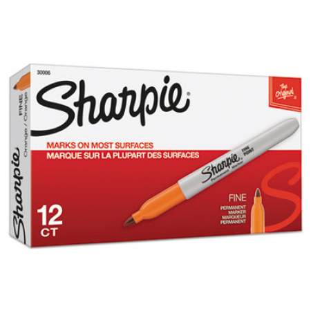 Sharpie Fine Tip Permanent Marker, Fine Bullet Tip, Orange, Dozen (30006)