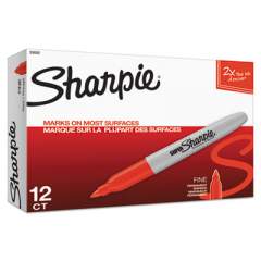 Sharpie Super Permanent Marker, Fine Bullet Tip, Red, Dozen (33002)