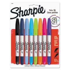 Sharpie Twin-Tip Permanent Marker, Extra-Fine/Fine Bullet Tips, Assorted Colors, 8/Set (33861PP)