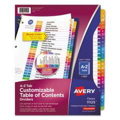 Avery Customizable TOC Ready Index Multicolor Dividers, 26-Tab, Letter (11125)