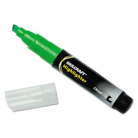 AbilityOne 7520011660682 SKILCRAFT Large Fluorescent Highlighter, Fluorescent Green Ink, Chisel Tip, Black/Green Barrel, Dozen