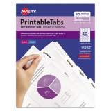 Avery Printable Plastic Tabs with Repositionable Adhesive, 1/5-Cut Tabs, White, 1.75" Wide, 80/Pack (16282)