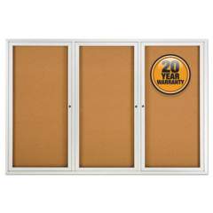 Quartet Enclosed Bulletin Board, Natural Cork/Fiberboard, 72 x 48, Silver Aluminum Frame (2367)