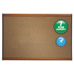 Quartet Prestige Bulletin Board, Brown Graphite-Blend Surface, 36 x 24, Cherry Frame (B243LC)