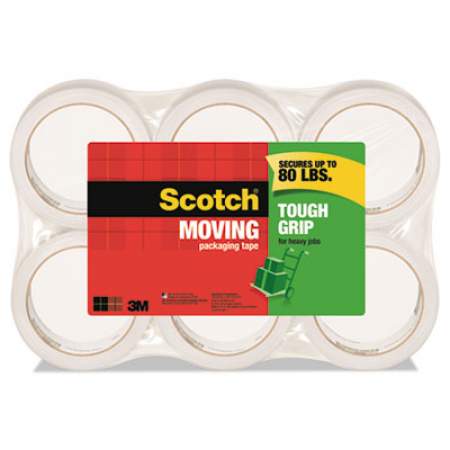 Scotch Tough Grip Moving Packaging Tape, 3" Core, 1.88" x 54.6 yds, Clear, 6/Pack (35006ESF)