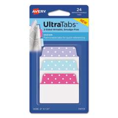 Avery Ultra Tabs Repositionable Standard Tabs, 1/5-Cut Tabs, Assorted Dots, 2" Wide, 24/Pack (74773)