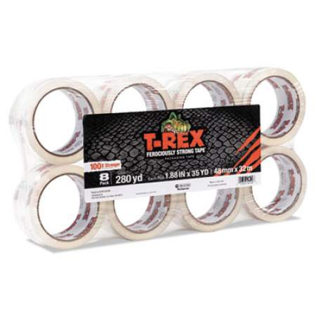 T-REX Packaging Tape, 1.88" Core, 1.88" x 35 yds, Crystal Clear, 8/Pack (285723)