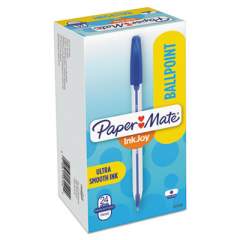 Paper Mate InkJoy 50ST Ballpoint Pen, Stick, Medium 1 mm, Blue Ink, White/Blue Barrel, 24/Pack (2013159)