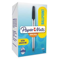 Paper Mate InkJoy 50ST Ballpoint Pen, Stick, Medium 1 mm, Black Ink, White/Black Barrel, 60/Pack (2013311)