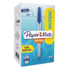 Paper Mate InkJoy 50ST Ballpoint Pen, Stick, Medium 1 mm, Blue Ink, White/Blue Barrel, 60/Pack (2014534)