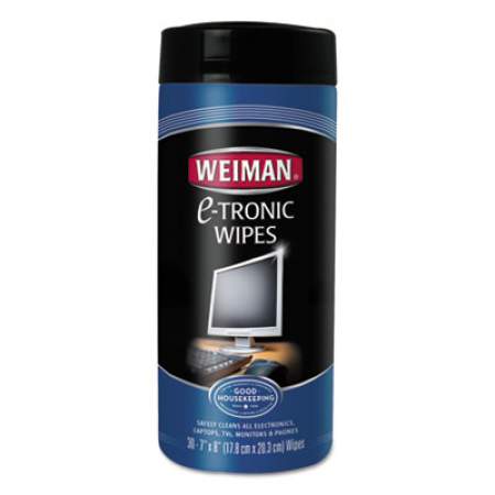 WEIMAN E-tronic Wipes, 8" x 7", White, 30/Canister, 4/Carton (93CT)