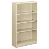 Alera Steel Bookcase, 4-Shelf, 34.5"w x 12.63"d x 59"h, Putty (BCM45935PY)