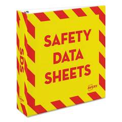 Avery Heavy-Duty Preprinted Safety Data Sheet Binder, 3 Rings, 2" Capacity, 11 x 8.5, Yellow/Red (18951)